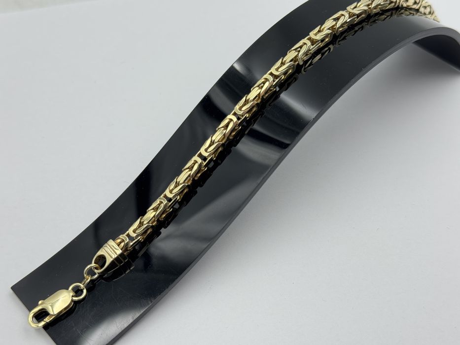 Srebrna pozłacana bransoleta krolewska 925 26,50 g 22,5 cm 4mm