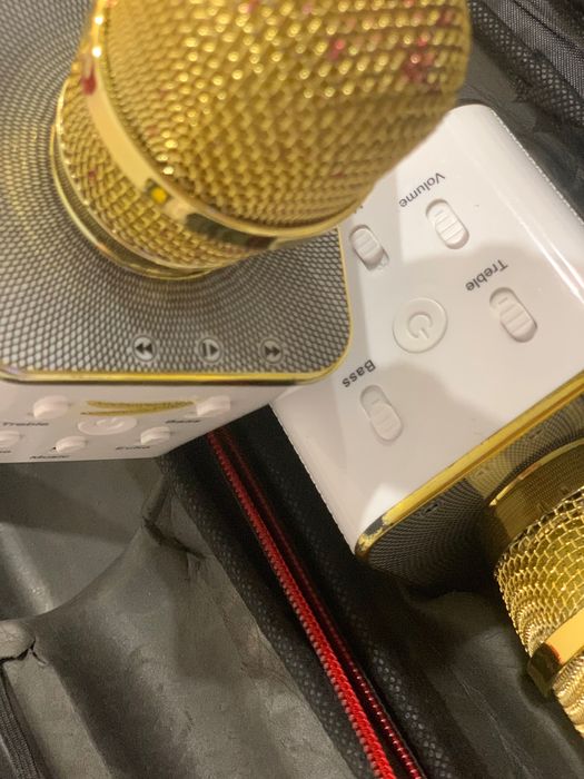 Бездротовий Bluetooth мікрофон караоке Star Voice Q7 золотий