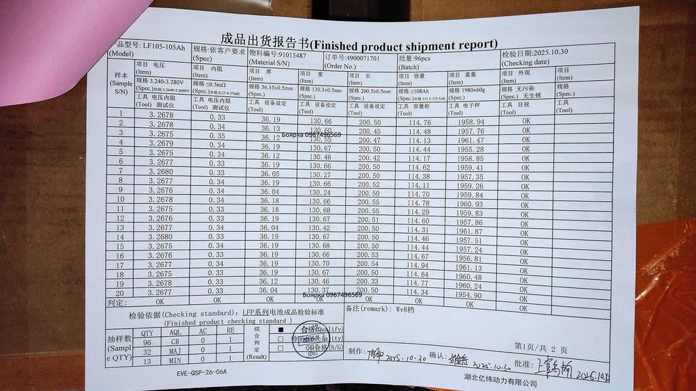EVE LF105 lifepo4 105Ah 3.2V original Китай 115Ah жовт. 25 в наявності