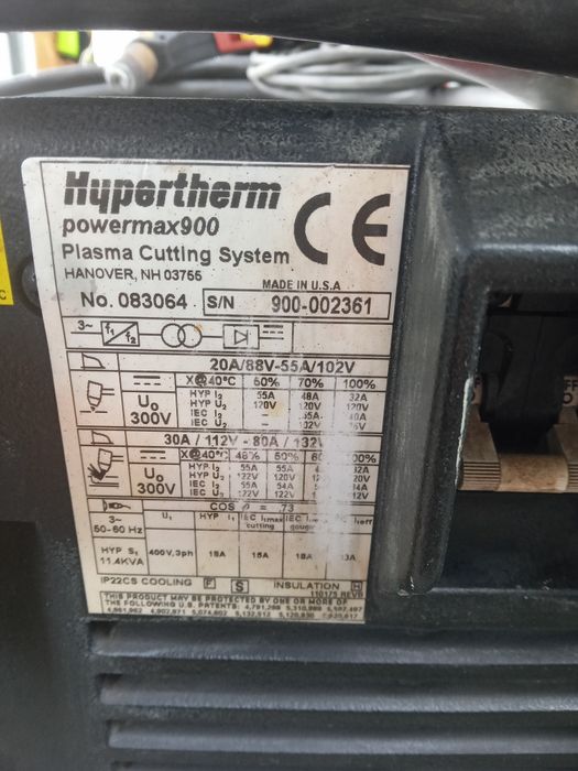 Plasma Hyperterm powermax 900