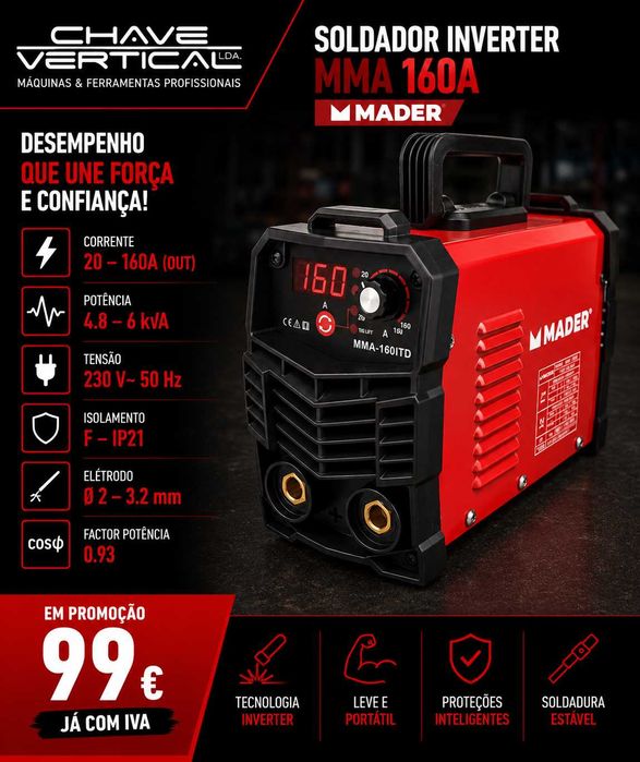 SOLDADOR INVERTER 160A MMA MADER LL29