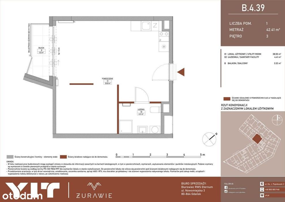 1-pokojowy apartament inwestycyjny 42m2 + balkon