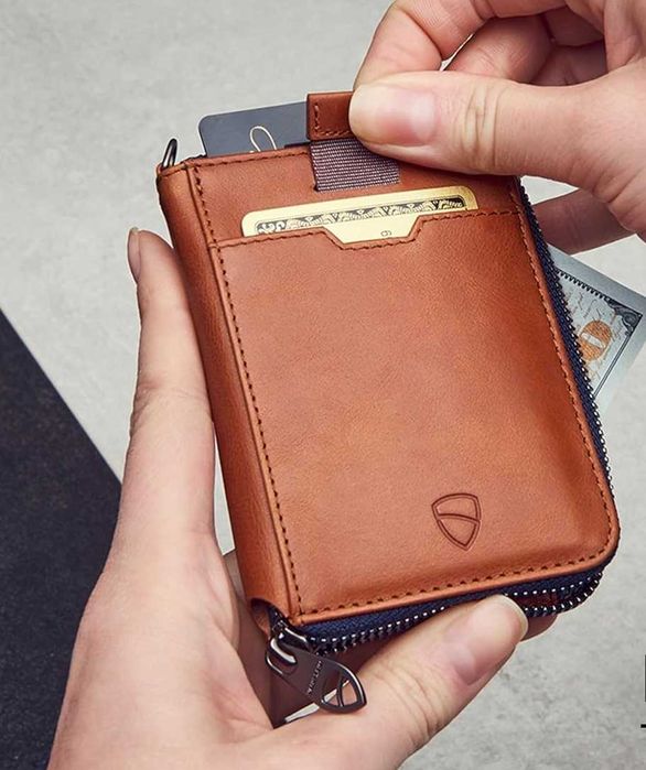 DH3 Męski Mały Portfel Skórzany SLIM Vaultskin Skóra Naturalna RFID