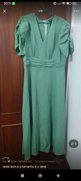 Vestido verde água sem uso 3XL