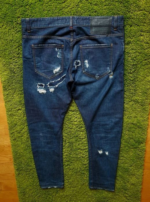 Джинсы Philipp Plein W38L30 Super Straight Cut мужские штаны потертые