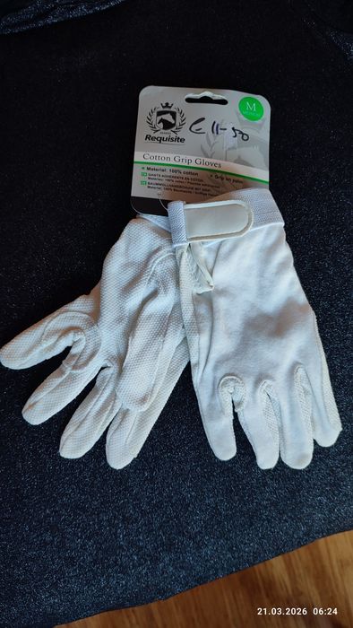 Rękawiczki jeździeckie na zawody bawełniane NOWE