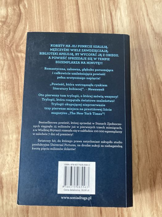 Książka 50 twarzy Greya autorstwa E L James