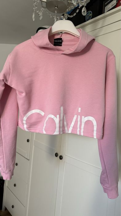 Krótka bluza z kapturem rozmiar M 38 różowa Calvin Klein
