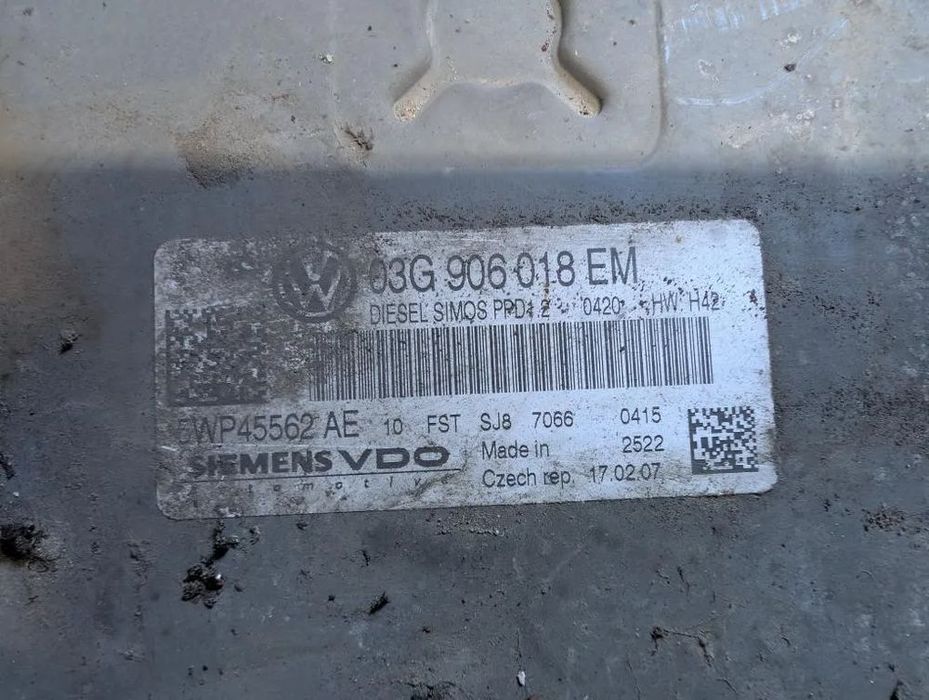 zestaw do odpalenia komputer vw passat b6 2.0 tdi bwr 03g906018em