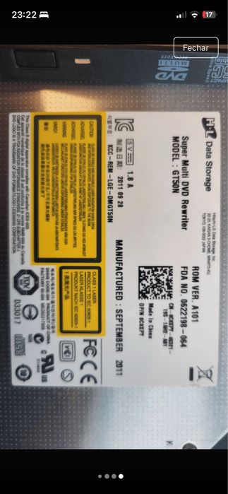 Drive DVD/CD Rewriter (Model: GT50N)