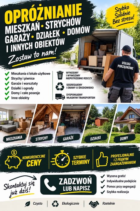 Wywóz Rzeczy odbiór mebli Opróżnianie mieszkań domów piwnic garaży str