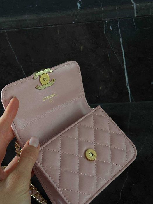 Chanel Calfskin Quilted Perfect Fit Wallet On Chain Mini Pink/Шанель Перфект Фіт ВОК Міні