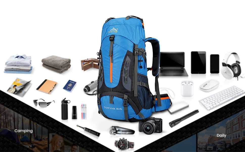 Plecak Turystyczny OPETDO Alpinizm Wspinaczka Trekking Niebieski 70L