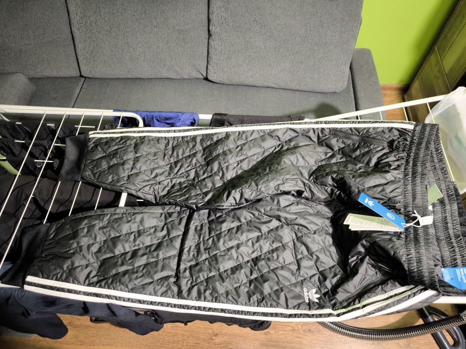 Ocieplane, pikowane spodnie treningowe Adidas