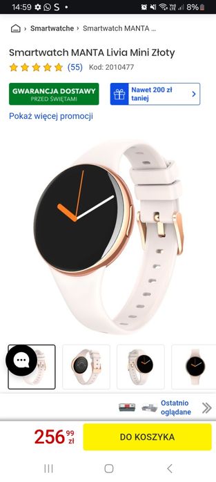 Smartwatch MANTA Livia Mini Złoty