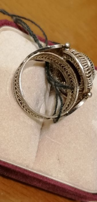 Anel antigo prata filigrana com Ágata