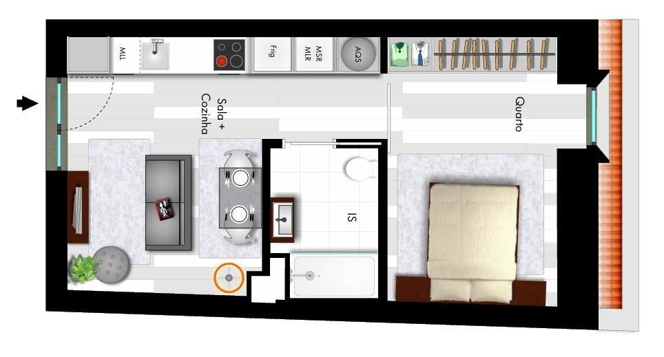 Apartamento T1 no centro da cidade de Aveiro