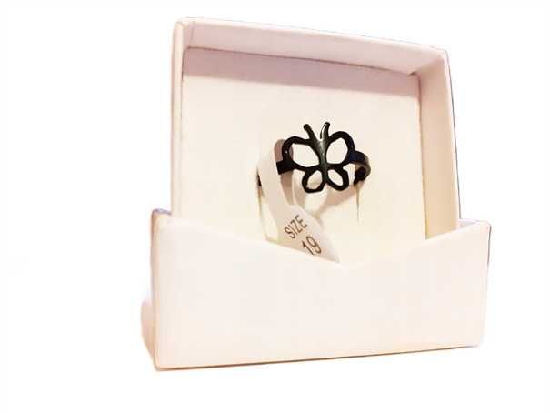 Pierścionek Czarny, 2 wzory, R 17 8, Stal chirurgiczna, nierdzewna