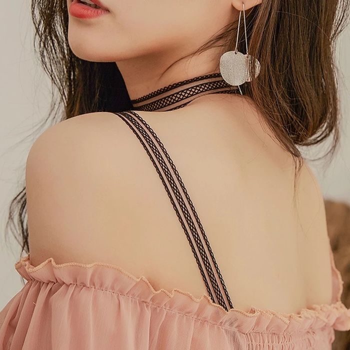 Choker ozdobne ramiączka stanik biustonosz zestaw