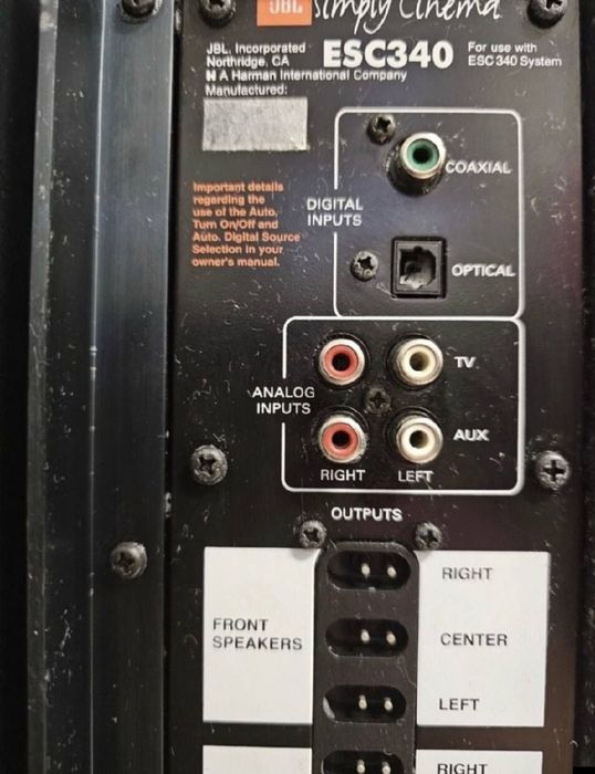 5.1 Subwoofer JBL ECS 340. 450 W , Głośnik niskotonowy