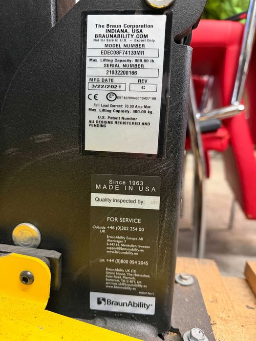 Winda / Platforma inwalidzka BraunAbility 2021r.