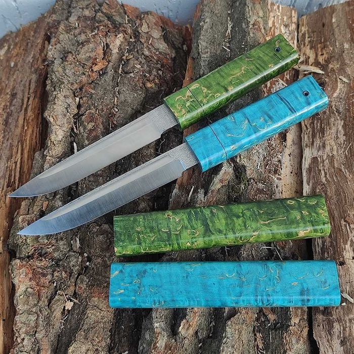 Ножи "Финка" ручной работы, авторские, подарочные. Дамаск, N690, Х12МФ