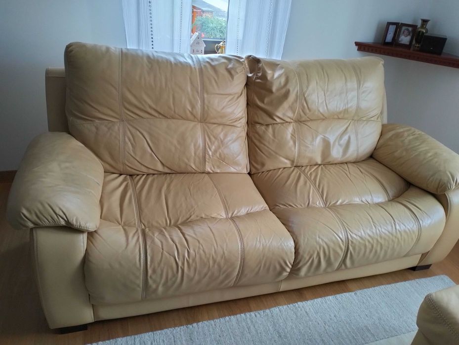 Komplet wypoczynkowy ze skóry naturalnej