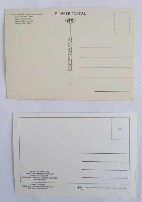 Postais Açores- Ilhas S.Miguel e Faial