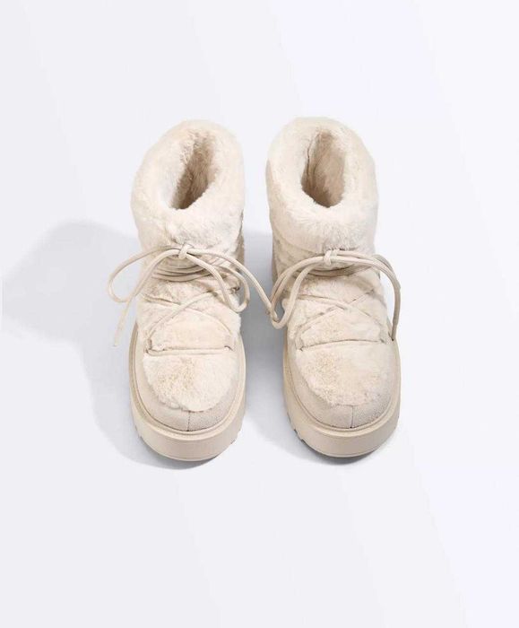 Жіночі зимові ботинки OYSHO, бежеві, утеплені, EU 38 / Зима