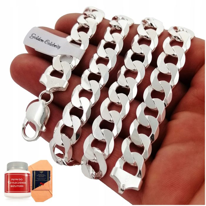 Srebrny Gruby Łańcuch Męski 925 Pancerka 12mm / Potężny / Szeroki + Gr