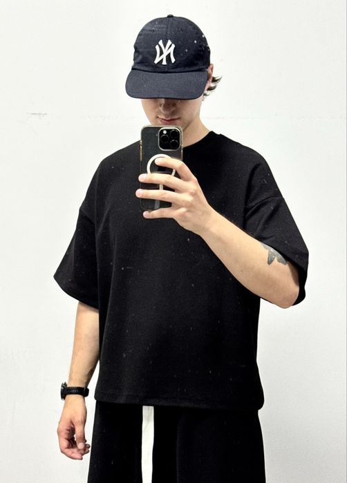 Oversize футболка чорна / біла плотна базова оверсайз t-shirt S M L XL 100% cotton