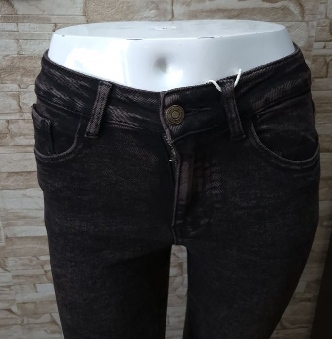 Spodnie rurki jeans przecierany barwinek czarny z różem M.sara XS