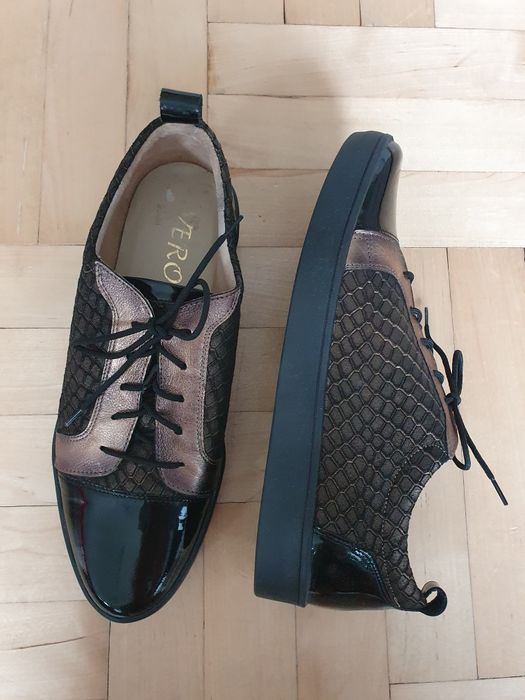Buty oksfordy brązowe czarne 37 Verona skórzane Nowe