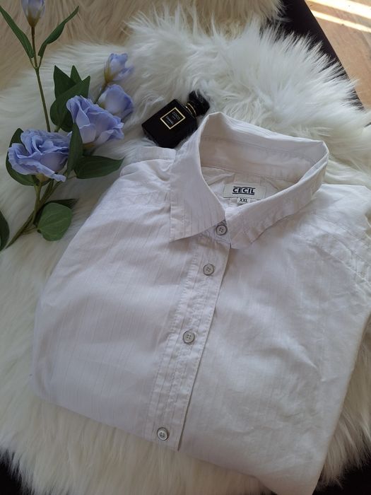 Koszula biała elegancka na guziki shirt white z kołnierzykiem oversize