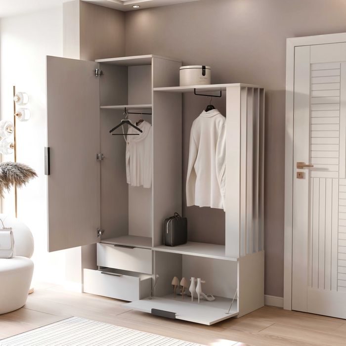 wieszaki,lustro,beż piaskowy-Garderoba Faro 200x140x43 Darmowa dostawa