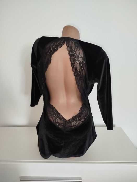 Боді комбідрес грація чорний бархат з мереживом 48 розмір