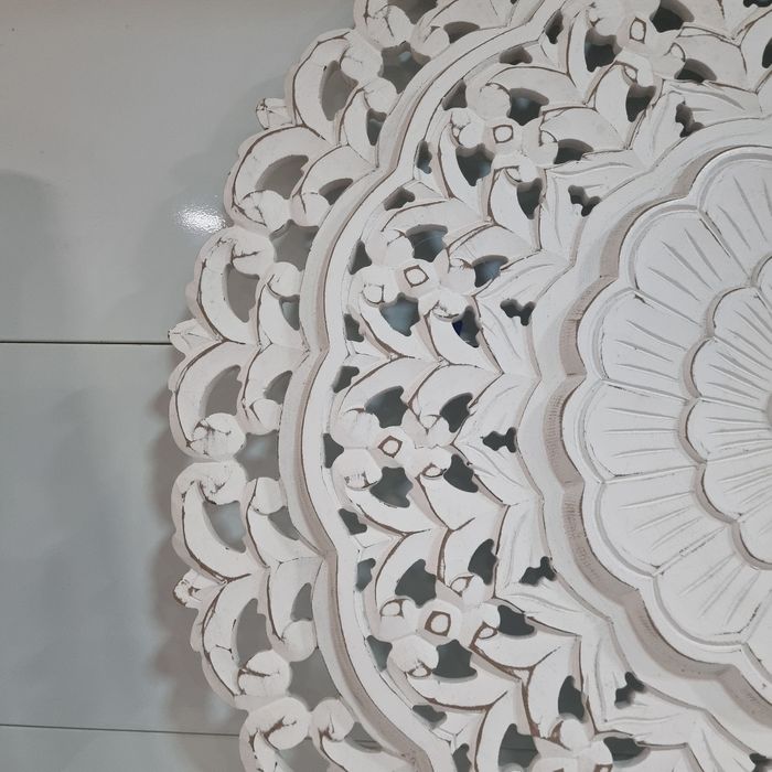 Painel Decorativo Mandala Branca Redonda 90cm By Arcoazul