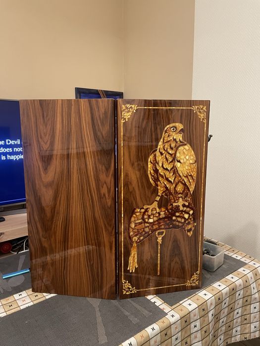 Нарди з бурштиновою аплікацією