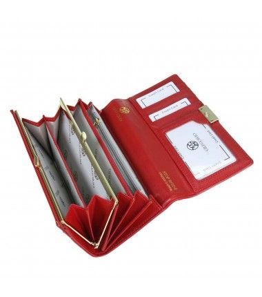 Duży portfel damski skórzany GREGORIO czerwony lakier