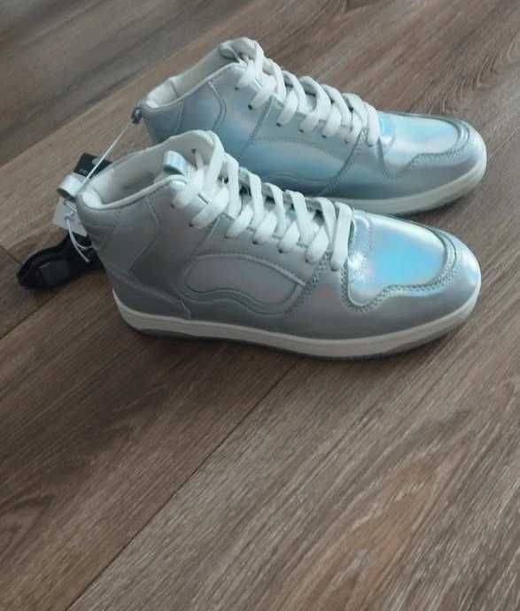 Primark srebrne sneakersy wysokie adidasy 37