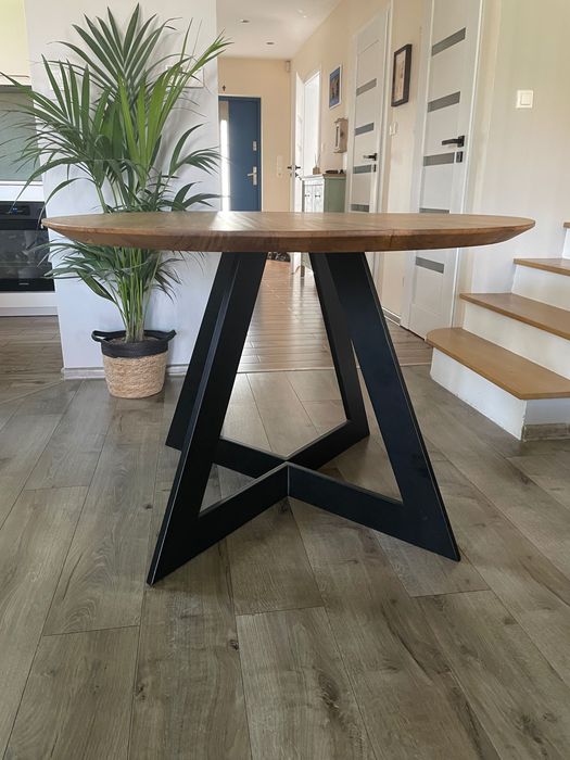 Okrągły stół dębowy i stolik kawowy dębowy, LOFT