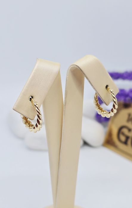 Złote kolczyki skrecane koła próba 585 14k