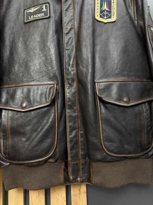 Aeronautica Militare Leather Flight Bomber Jacket Brown куртка бомбер шкіряна
