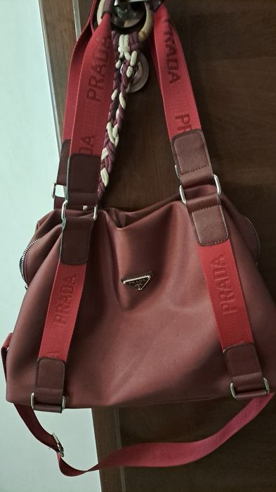 Torebka Prada duża a4 bordo casual sportowy styl