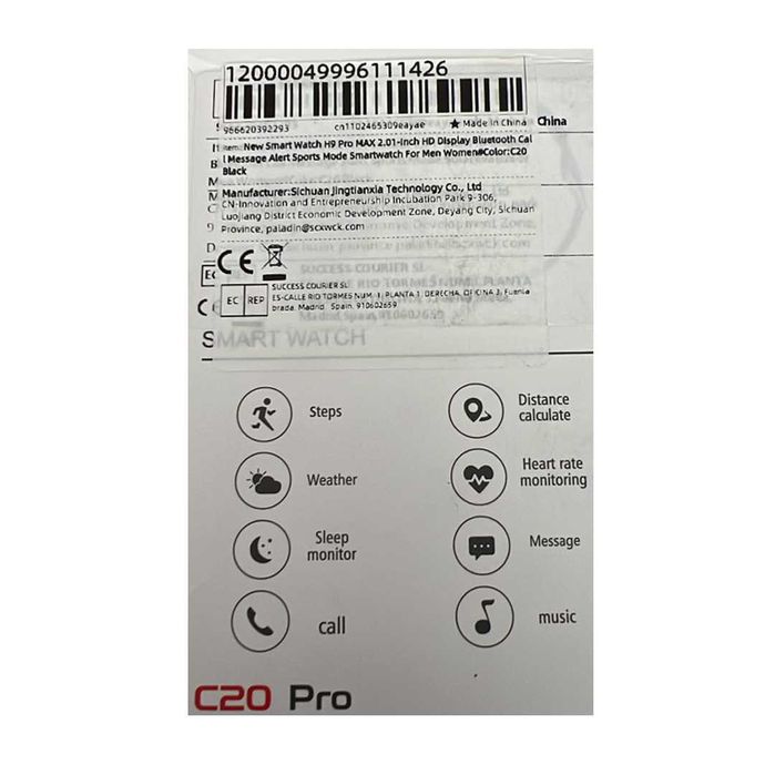 Smartwatch C20 Pro / H9 Pro MAX - Ecrâ 2.01" HD, Sports Watch - Novo - Envio Gratuito