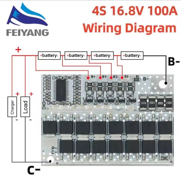 3S/4S/5S Li-ion та LiFePO4 18650 Charger BMS 25A/100A