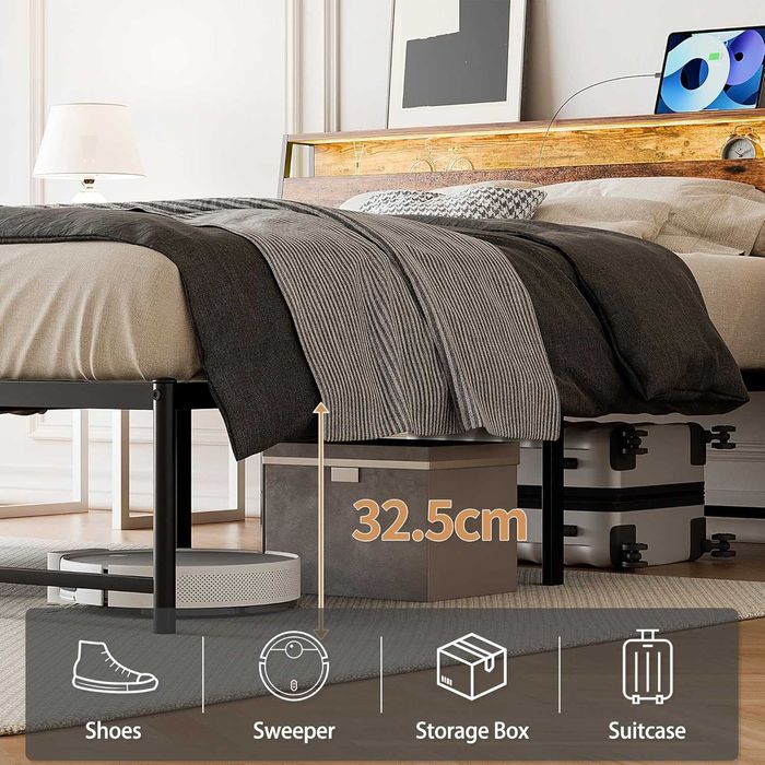 Nowe łóżko / stelaż / rama metalowa / 140x200cm / LED / USB !R258!