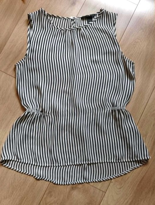 bluzka paski biała-czarna 38*H&M* bez rękawów