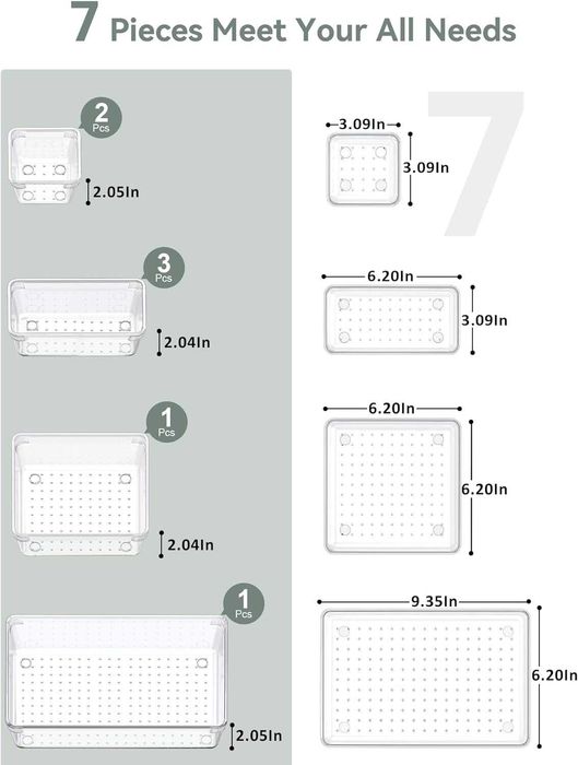 Nowy zestaw 7 organizerów / pojemniki / antypoślizgowe HEETA !