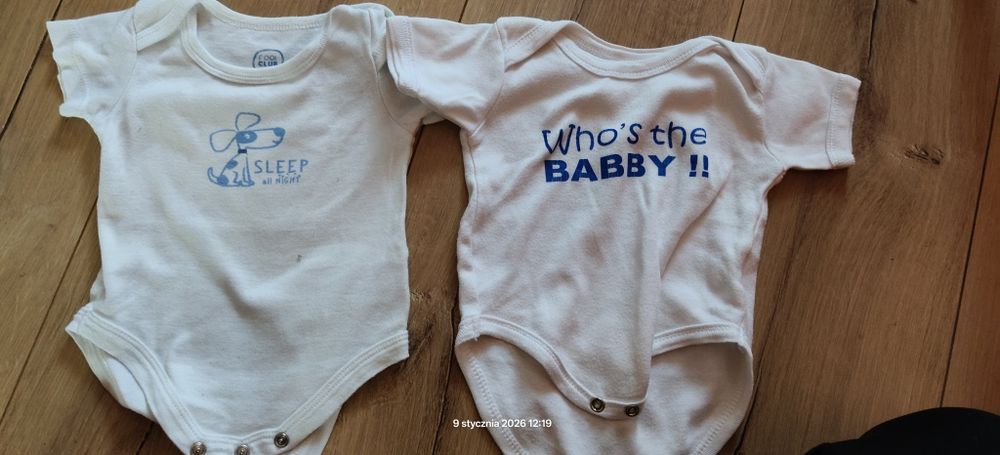 Dwa body niemowlęce 56 krótki rękaw